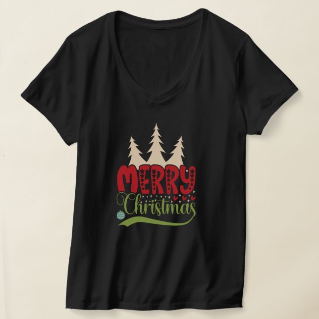 Merry Christmas Free Christmas Tree T Shirt (Laydown)