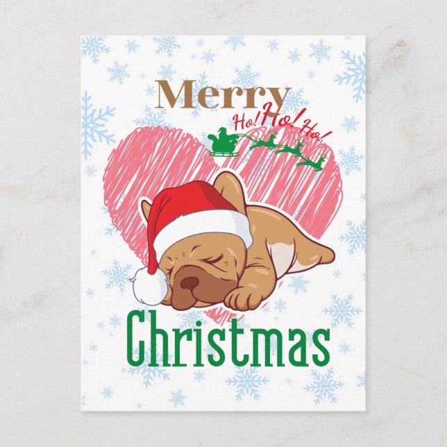 Merry Christmas | French bulldog   Vykort (Framsida)