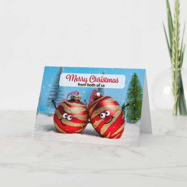 Merry Christmas From Both of Us Ornament Couple Helgkort (Framsida)