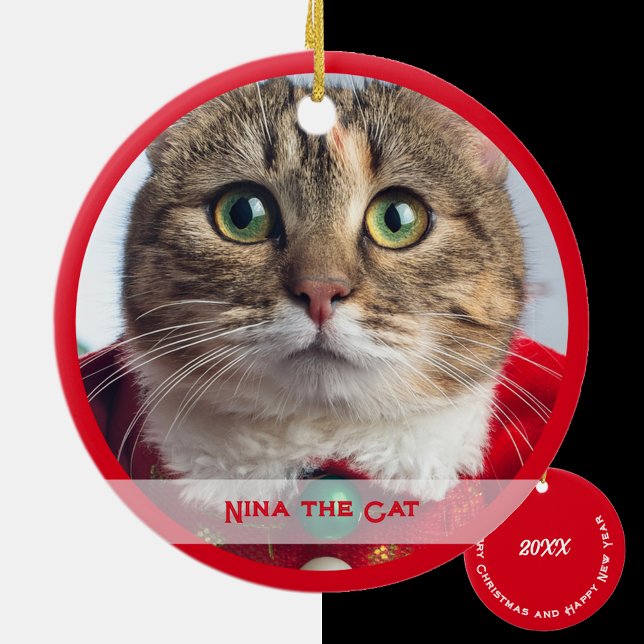 Merry Christmas from Family Cat Julgransprydnad Keramik (Skapare uppladdad)