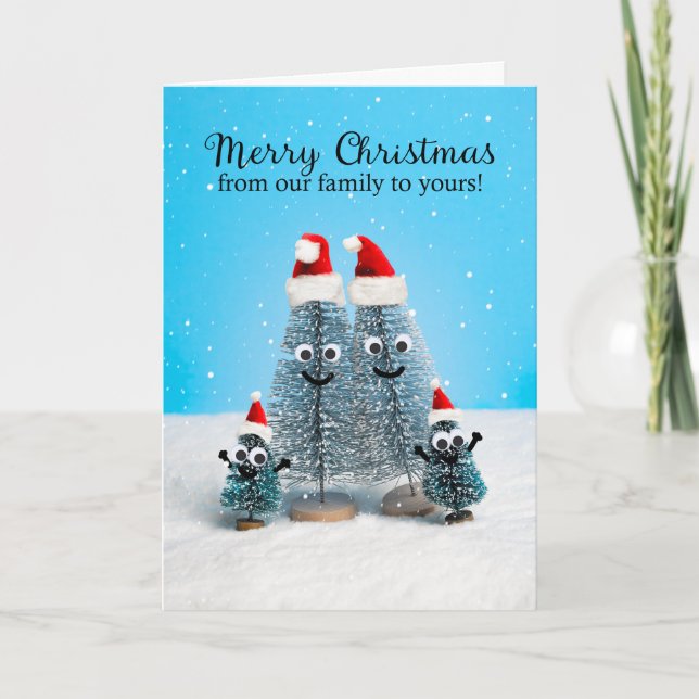 Merry Christmas From Family of Four Trees Helgkort (Framsida)