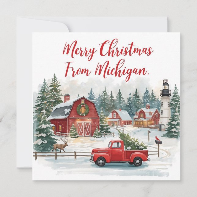 Merry Christmas from Michigan – Cozy Winter  Julkort (Framsida)