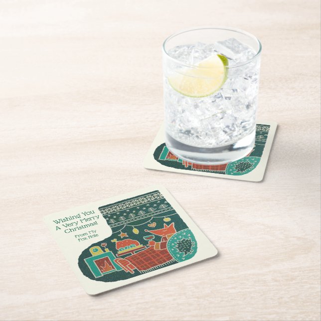 Merry Christmas from My Fox Hole! Underlägg Papper Kvadrat (Insitu)