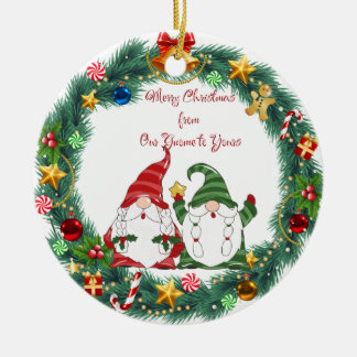 Merry Christmas from Our Gnome to Yours on a  Julgransprydnad Keramik