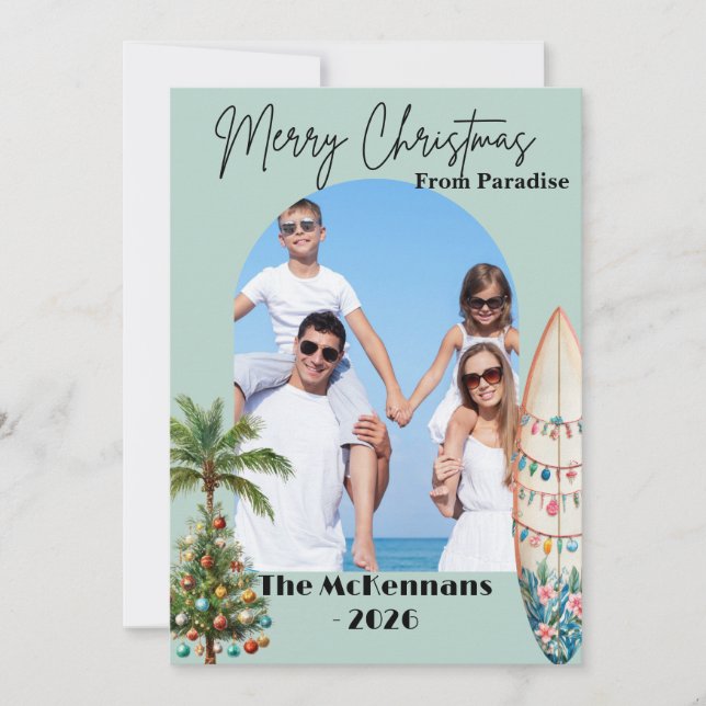 Merry Christmas from Paradise Photo Christmas Card Kort (Framsida)