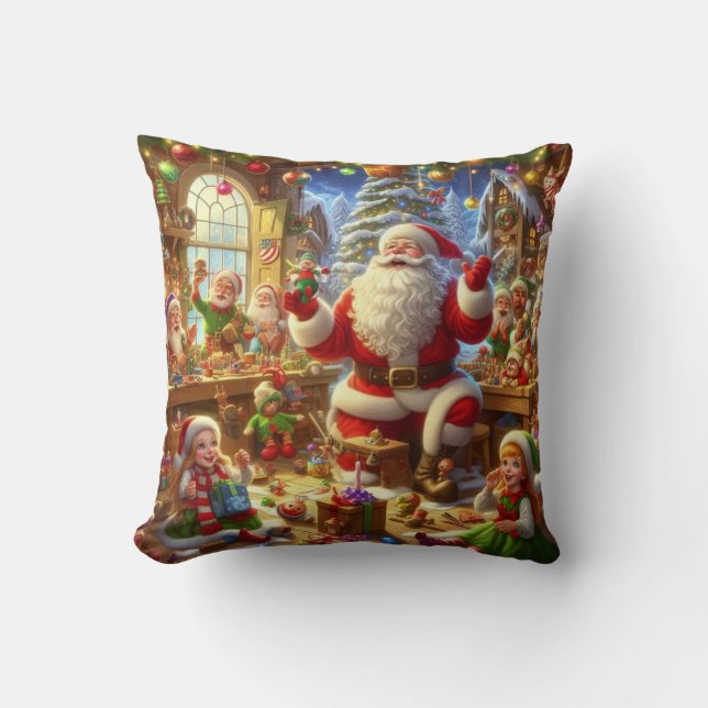 Merry Christmas From Santa and His Elves  Kudde (Framsida)