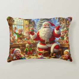 Merry Christmas From Santa and His Elves  Prydnadskudde