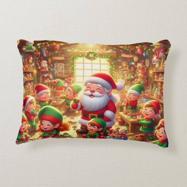 Merry Christmas From Santa and His Elves  Prydnadskudde (Baksidan)