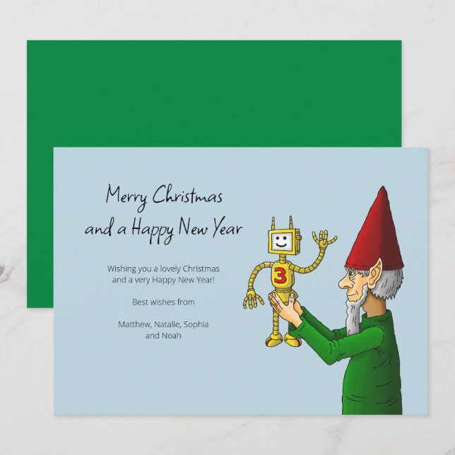 Merry Christmas from Santa's Toy Workshop Julkort (Fram/baksida)