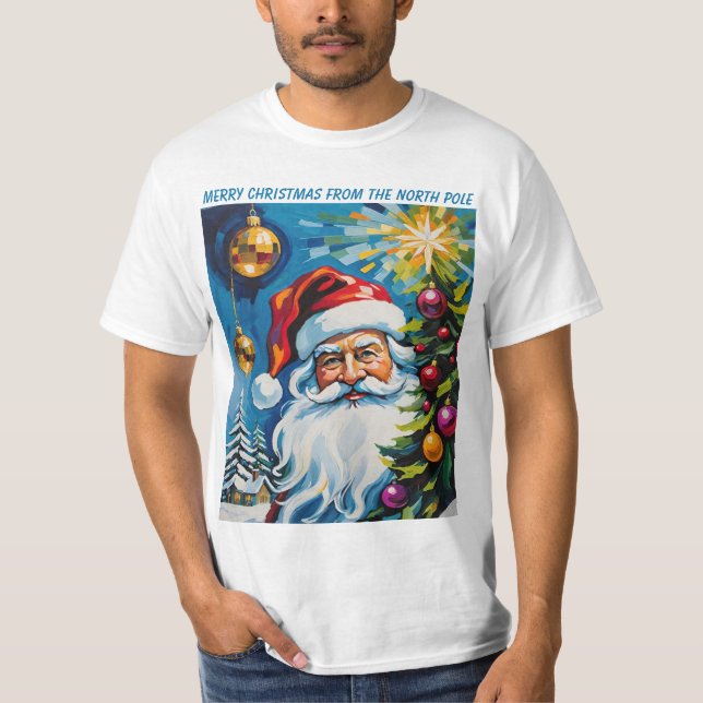 Merry Christmas From The North Pole Santa Clause T Shirt (Framsida)