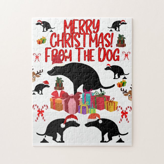 Merry Christmas from the Pooping Dog - Funny Holid Pussel (Vertikal)