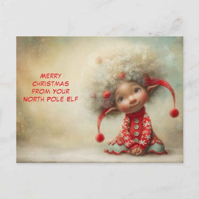 Merry Christmas from Your North Pole Elf | Cute Helg Vykort (Framsida)