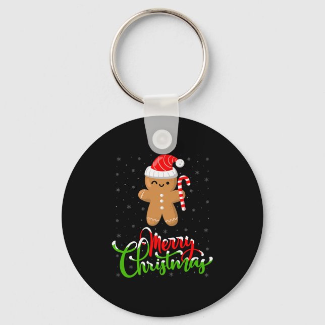 Merry Christmas Funny Gingerbread Cookie Baking Ch Nyckelring (Framsida)