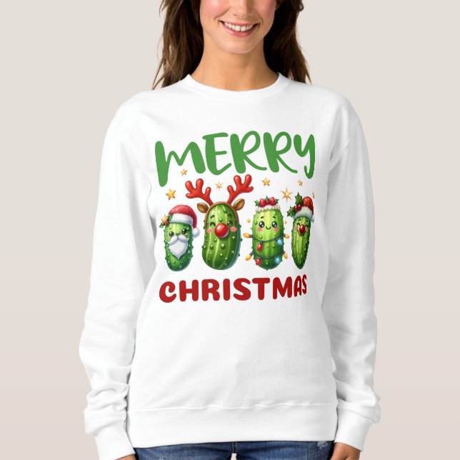 Merry Christmas Funny Holiday Pun Adorable Pickle  T Shirt (Framsida)