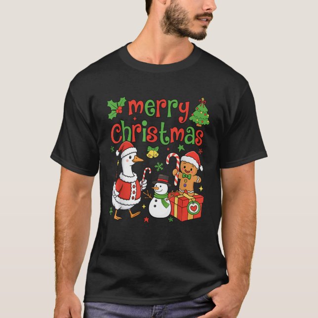 Merry Christmas Funny Merry Goosemas Christmas Sil T Shirt (Framsida)