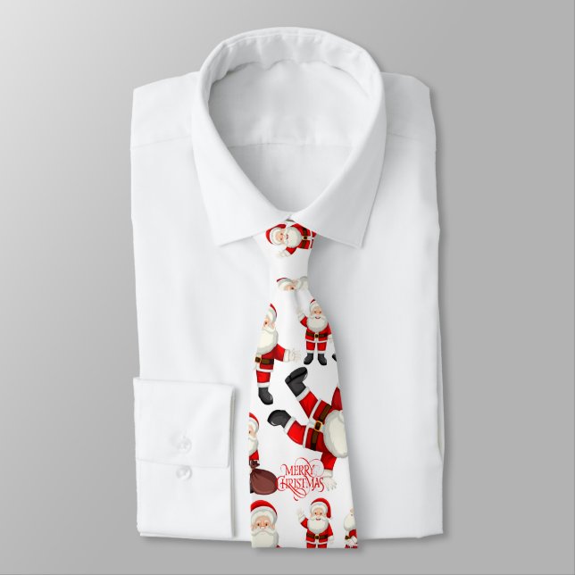 "Merry Christmas" Funny Santa Art Pattern Tie Slips (Bunden)