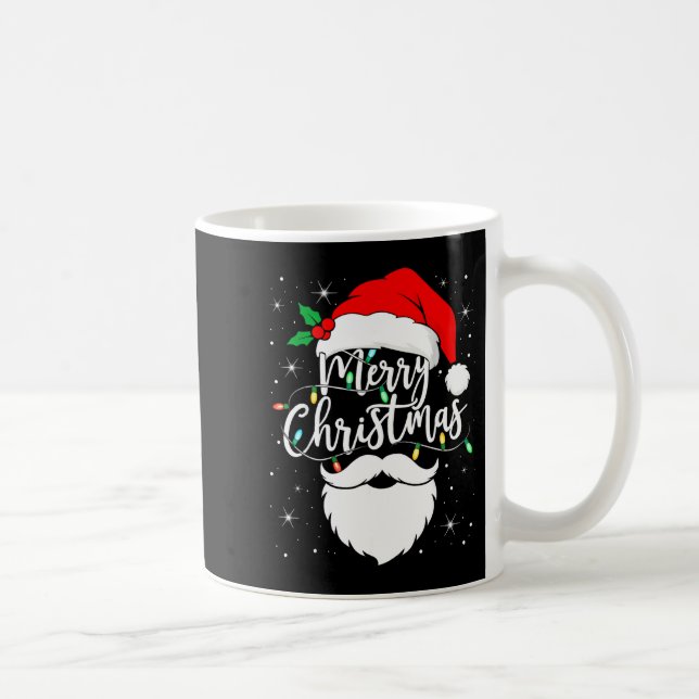 Merry Christmas Funny Santa Claus Hat And Beard Xm Kaffemugg (Höger)