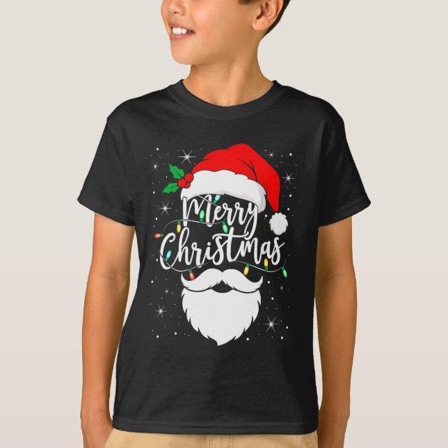 Merry Christmas Funny Santa Claus Hat And Beard Xm T Shirt (Framsida)