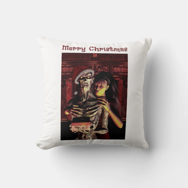 Merry Christmas. Funny skeleton with woman Kudde (Framsida)