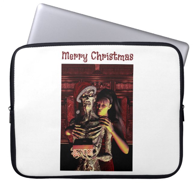 Merry Christmas. Funny skeleton with woman Laptop Fodral (Framsidan)