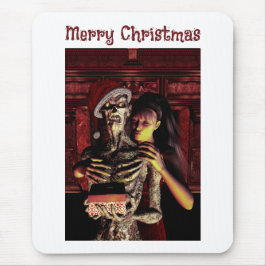 Merry Christmas. Funny skeleton with woman Musmatta