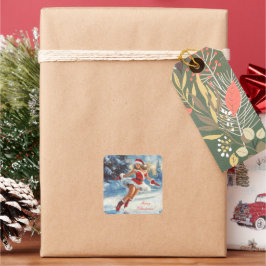 Merry Christmas Fyrkantigt Klistermärke