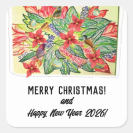 Merry Christmas! Fyrkantigt Klistermärke