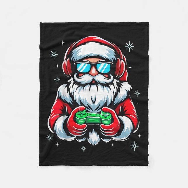 Merry Christmas Gamer Boys Mens Video Game Santa C Fleecefilt (Framsidan)
