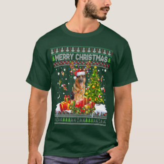 Merry Christmas German Shepherd Santa Xmas Light U T Shirt