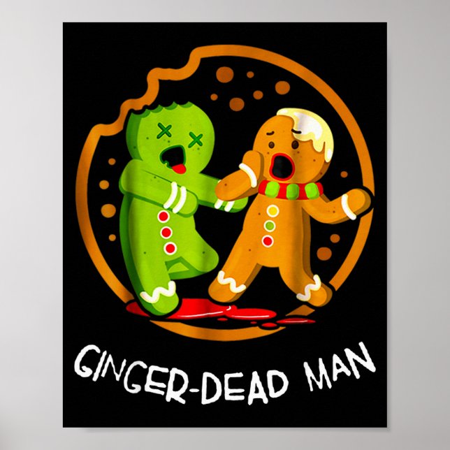 Merry Christmas Ginger-dead Man Cookie Zombie Xmas Poster (Framsidan)