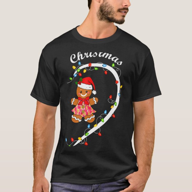 Merry Christmas Gingerbread Couple Christmas Pajam T Shirt (Framsida)