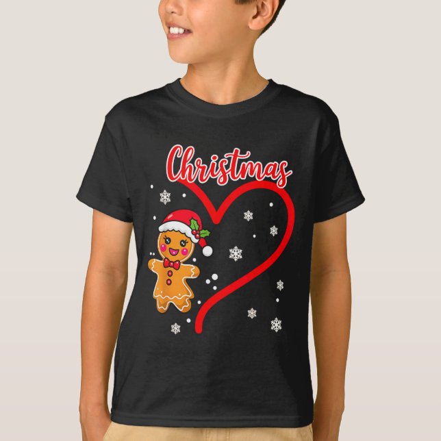 Merry Christmas Gingerbread Couple Christmas  T Shirt (Framsida)