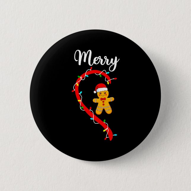 Merry Christmas Gingerbread Couple Xmas Pajamas Ma Knapp (Framsida)