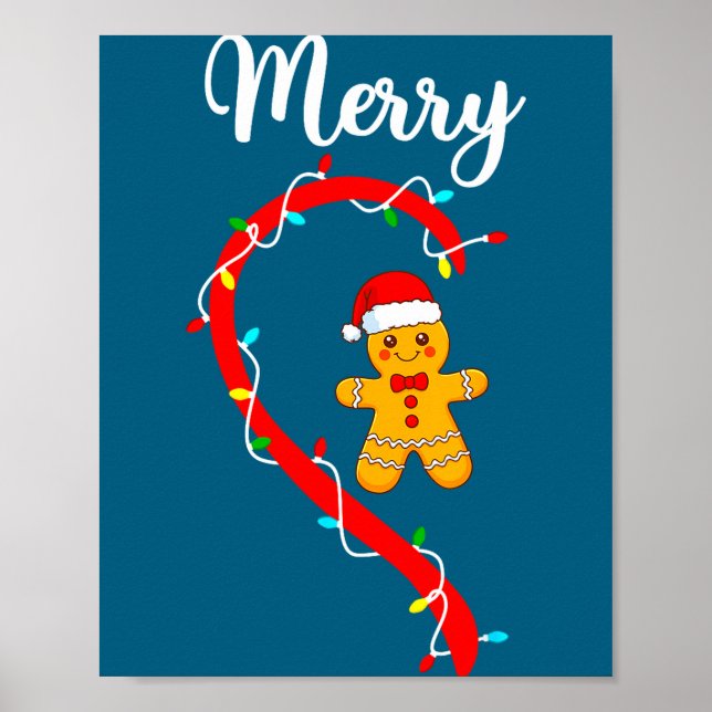 Merry Christmas Gingerbread Couple Xmas Pajamas Ma Poster (Framsidan)