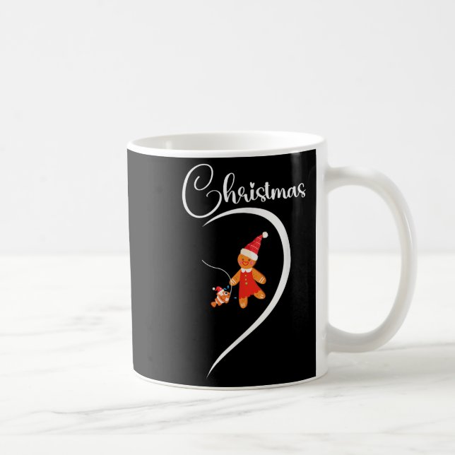 Merry Christmas Gingerbread Fishing Lover Couple C Kaffemugg (Höger)