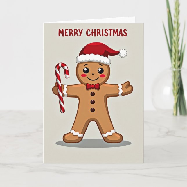 Merry Christmas Gingerbread Man Kort (Framsida)