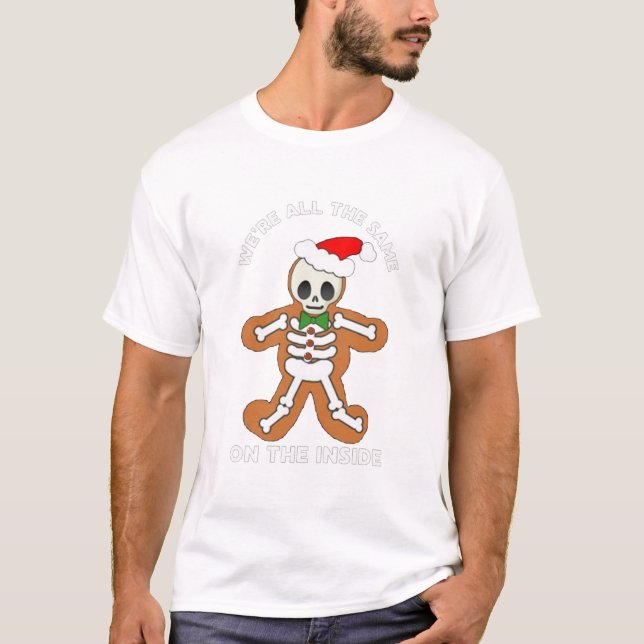 Merry Christmas Gingerbread Skeleton Xmas Cookies T Shirt (Framsida)
