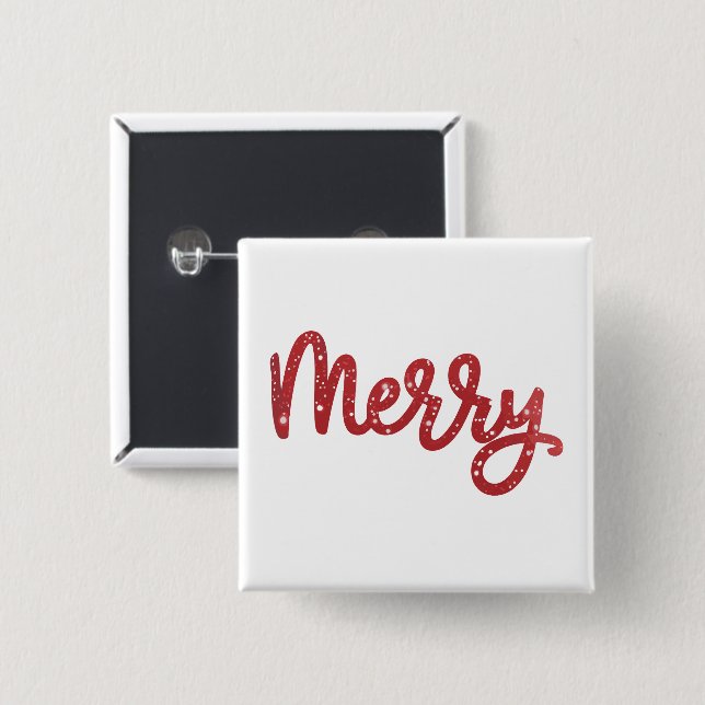 Merry Christmas Glitter Holiday  Knapp (Framsida & baksida)