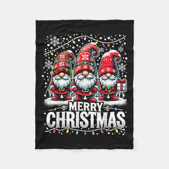 Merry Christmas Gnome Funny Family Christmas  Fleecefilt (Framsidan)
