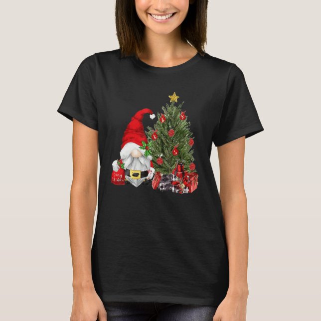 Merry Christmas  Gnome With Christmas Tree Xmas T Shirt (Framsida)