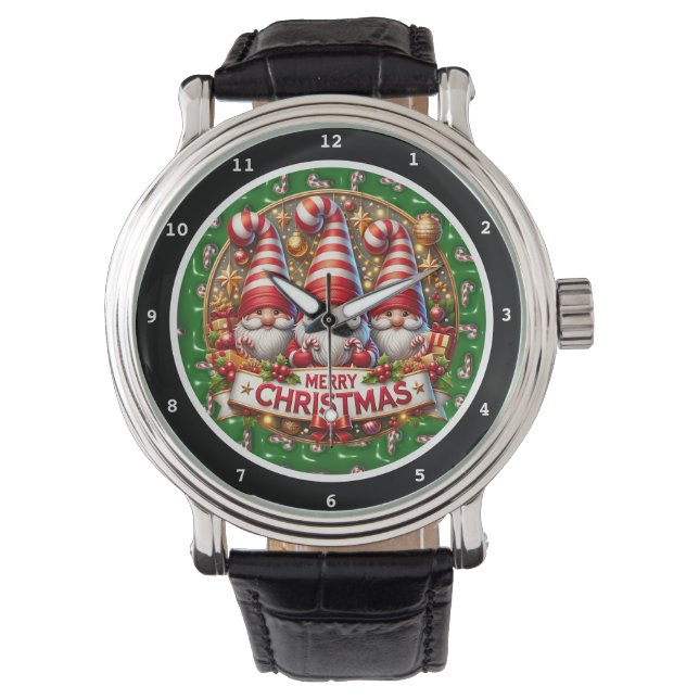 Merry Christmas Gnomes Decorative Armbandsur (Framsida)
