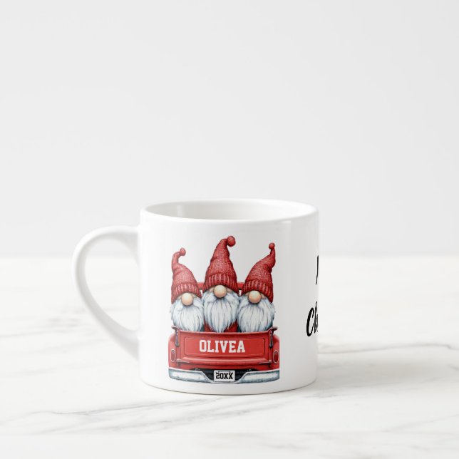 Merry Christmas Gnomes in Truck Espressomugg (Vänster)