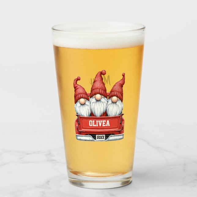 Merry Christmas Gnomes in Truck Glaskopp (Framsida fylld)