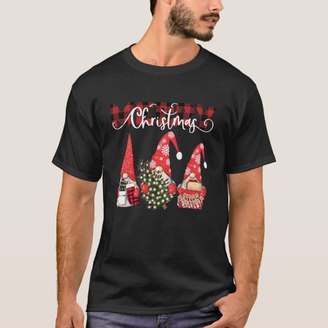 Merry Christmas Gnomies Costume Matching Buffalo R T Shirt (Framsida)