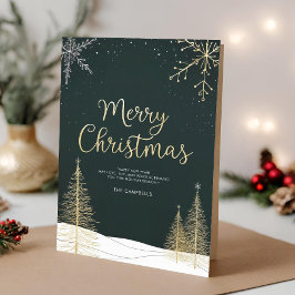 Merry Christmas Gold Folded Holiday Card Helgkort