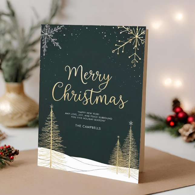 Merry Christmas Gold Folded Holiday Card Helgkort (Skapare uppladdad)