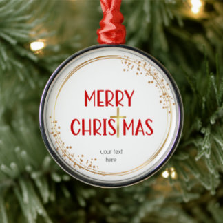 Merry Christmas Golden Cross Ornament Red Keepsake
