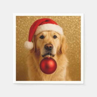 Merry Christmas Golden Retriever card. Pappersservett