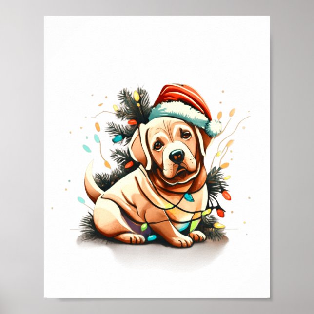 Merry Christmas Golden Retriever Puppy  Poster (Framsidan)