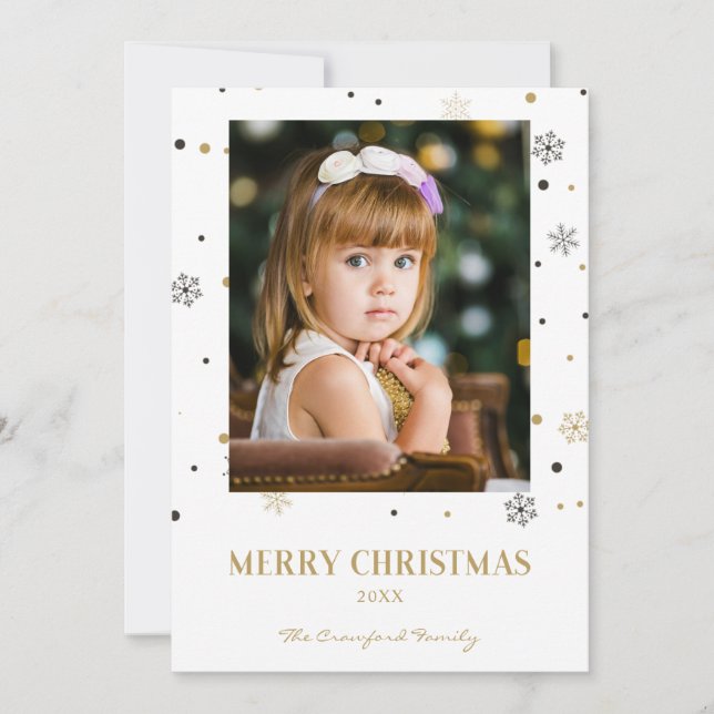 Merry Christmas Golden Snowflakes Family Photo (Framsida)